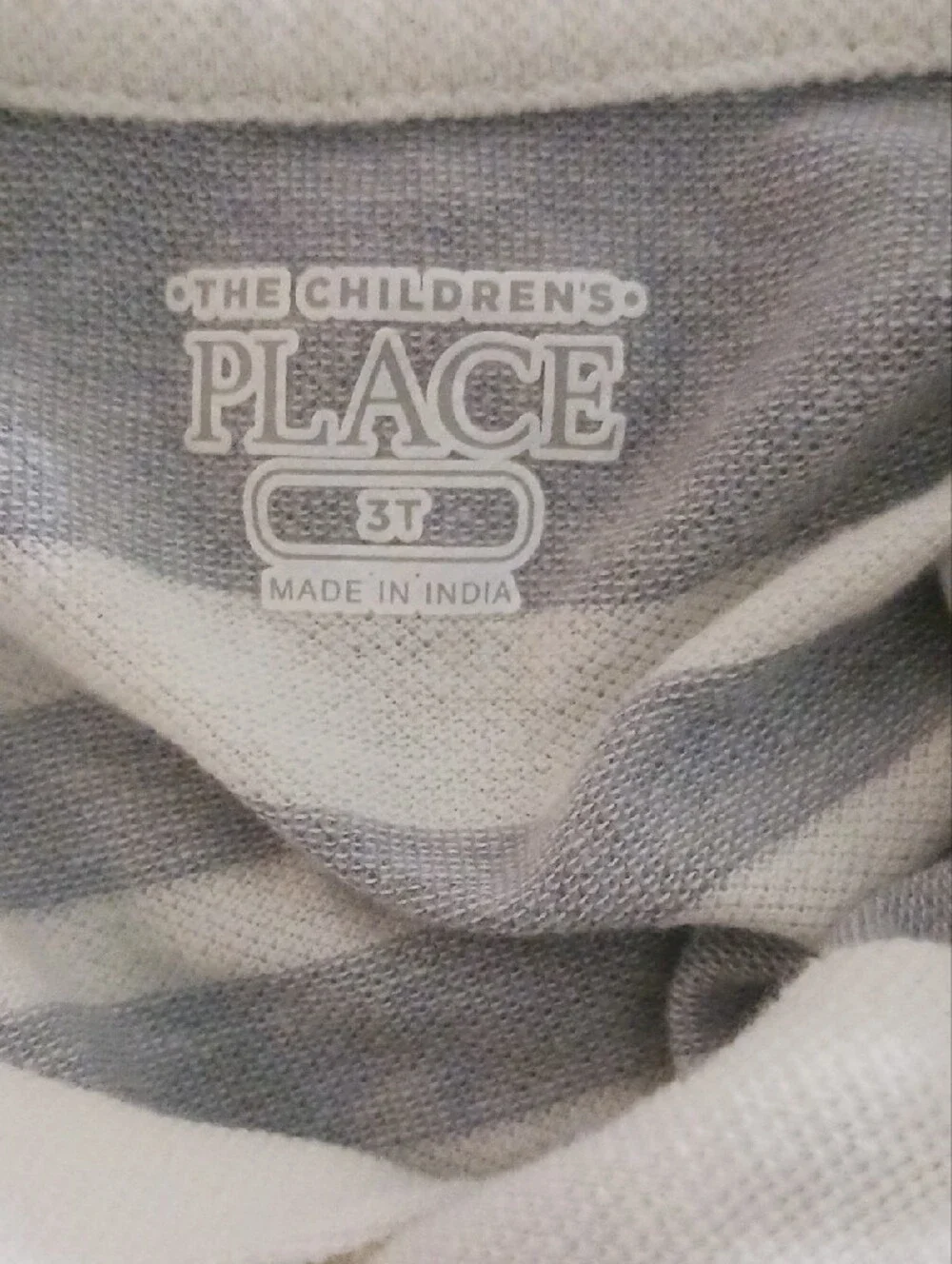 The Children's Place Gray & White Striped Polo